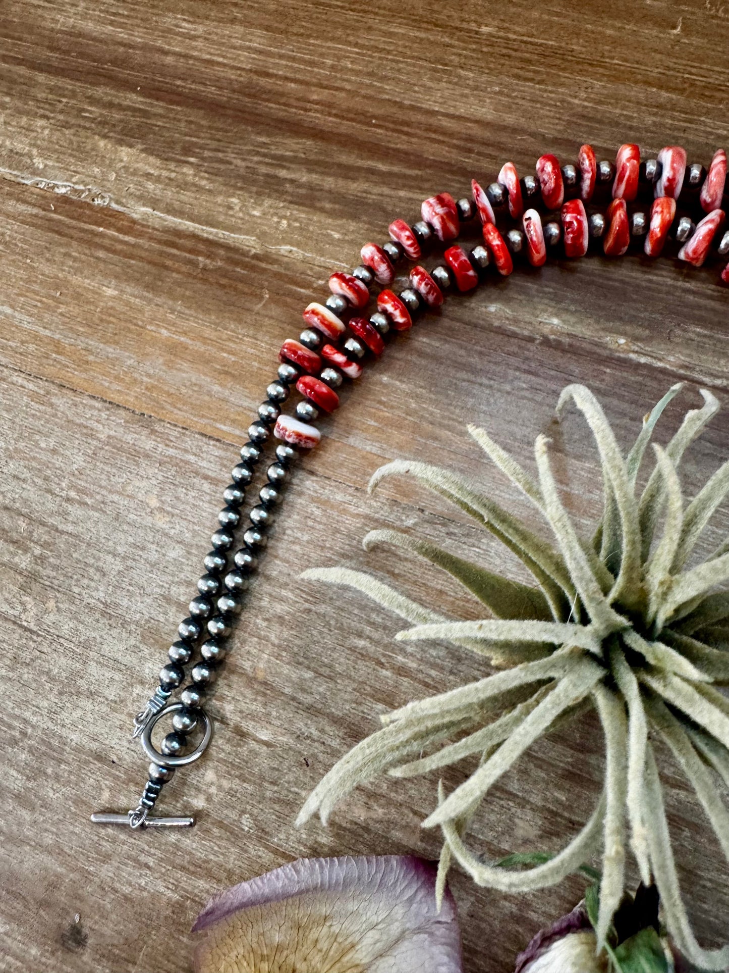 5mm Sterling Silver Pearls with Graduated Spiny Oyster Beads - 37"