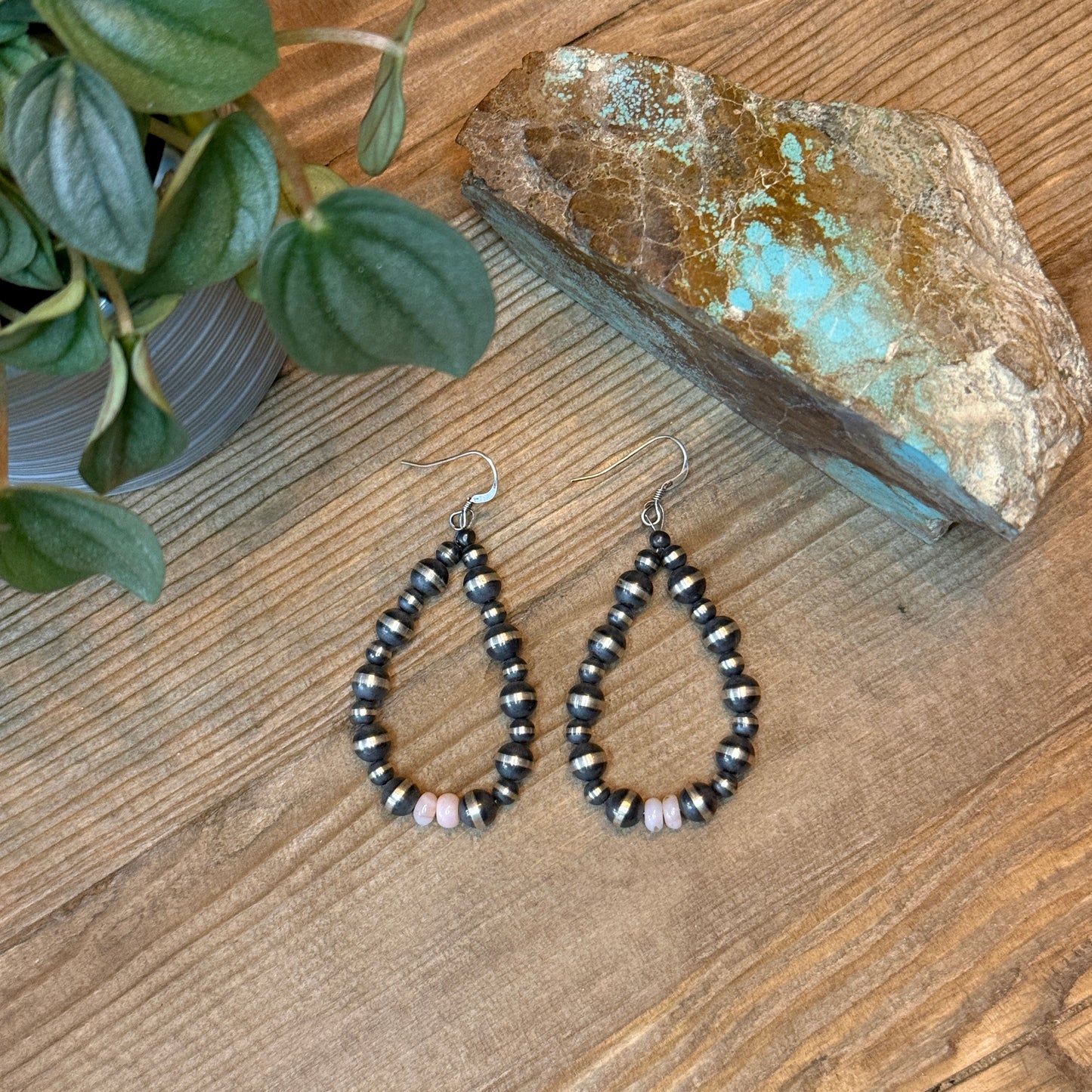 Sterling Silver Desert Pearl & Pink Opal Beaded Earrings