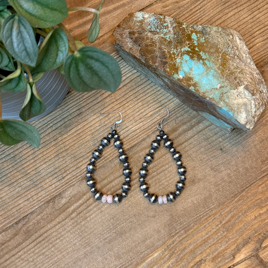 Sterling Silver Desert Pearl & Pink Opal Beaded Earrings