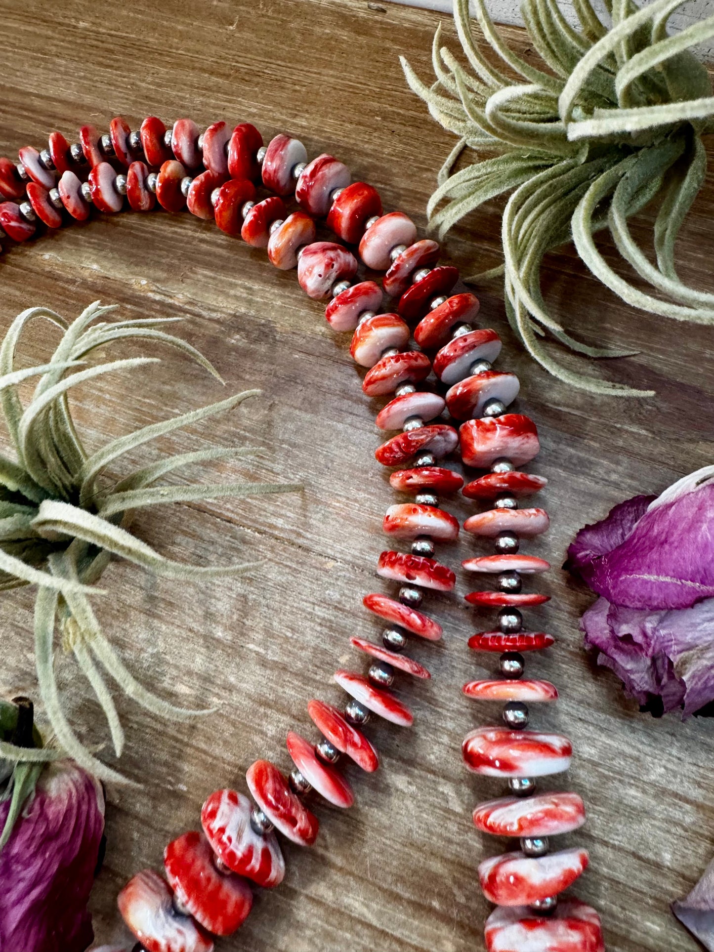 5mm Sterling Silver Pearls with Graduated Spiny Oyster Beads - 37"