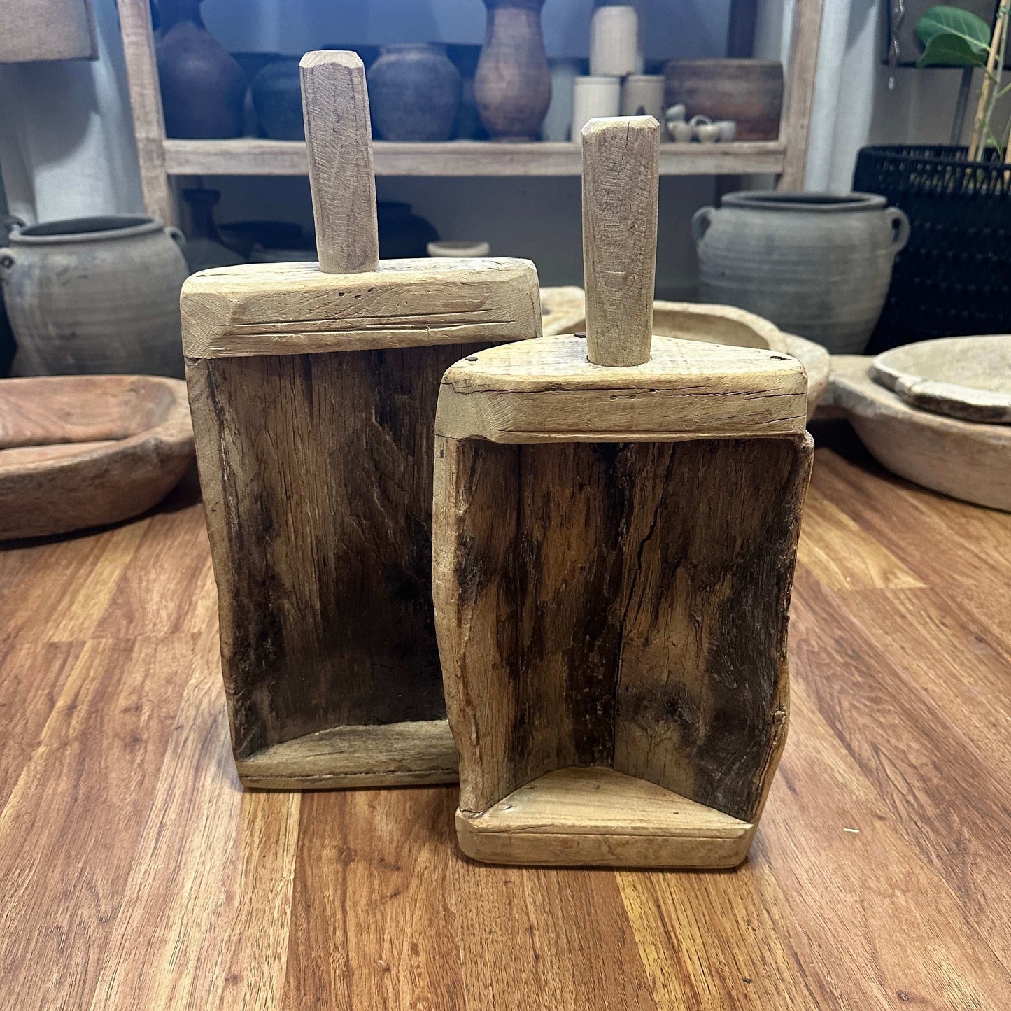 Small Rustic Wood Trough w/ Handle