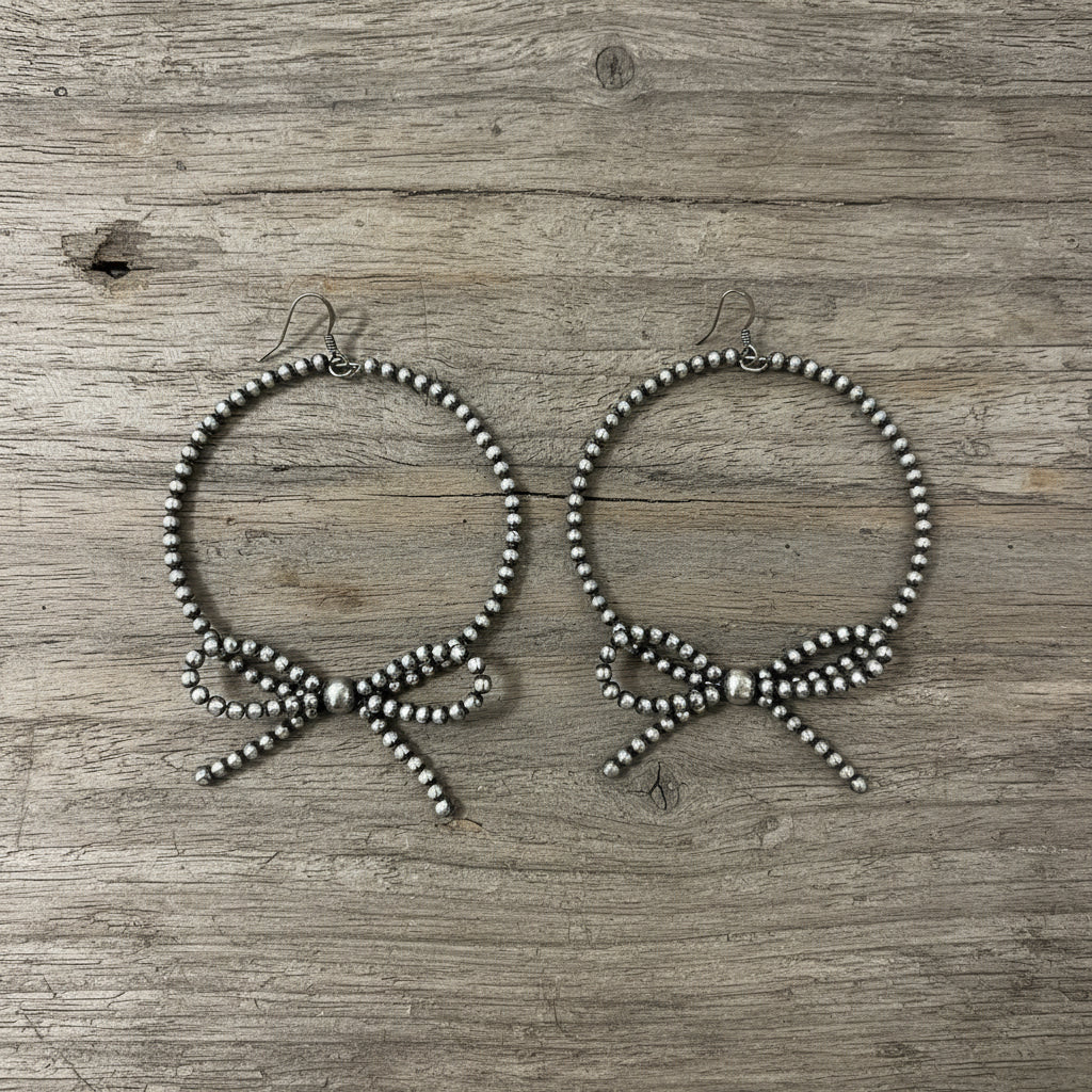 Desert Pearl Hoop Earrings with Bows