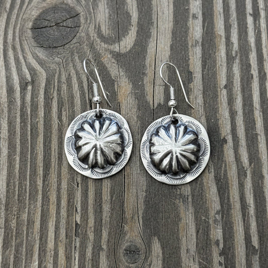 Sterling Silver Concho Dangle Earrings