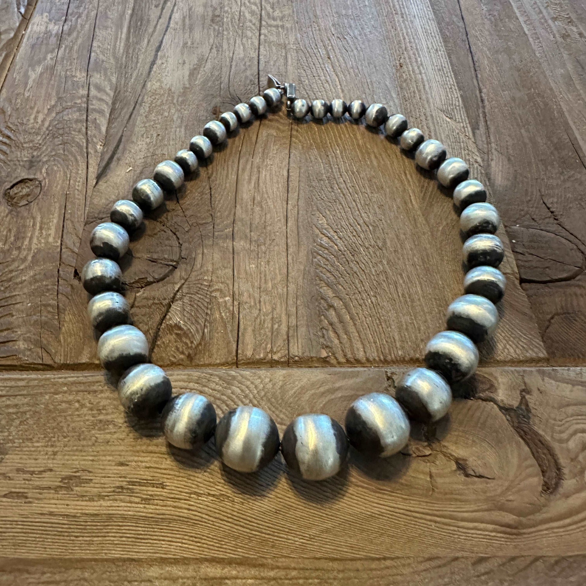 Vintage Taxco sterling silver bead necklace