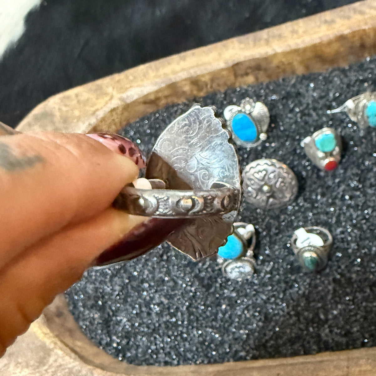 Size 7 Navajo Sterling Silver Turquoise Ring
