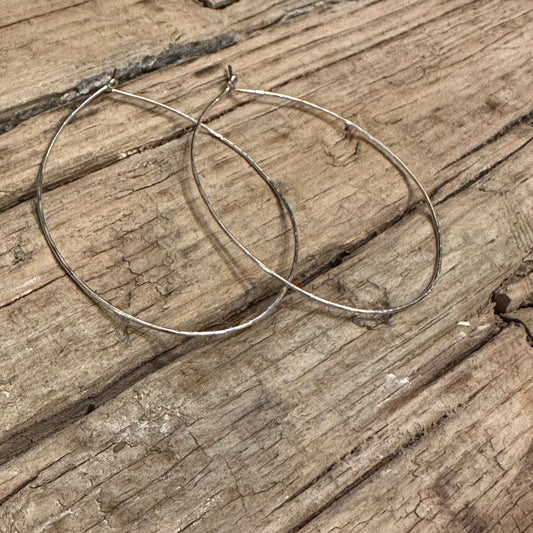 Hammered Sterling Silver Hoop Earrings