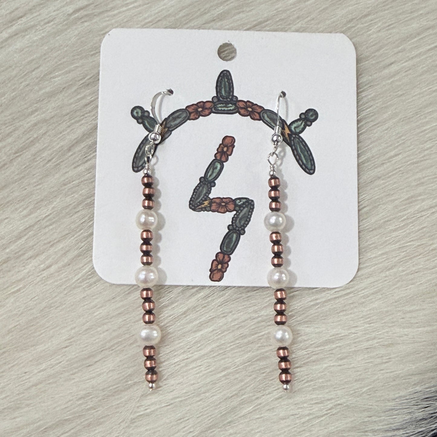 Copper and Freshwater Pearl Earrings