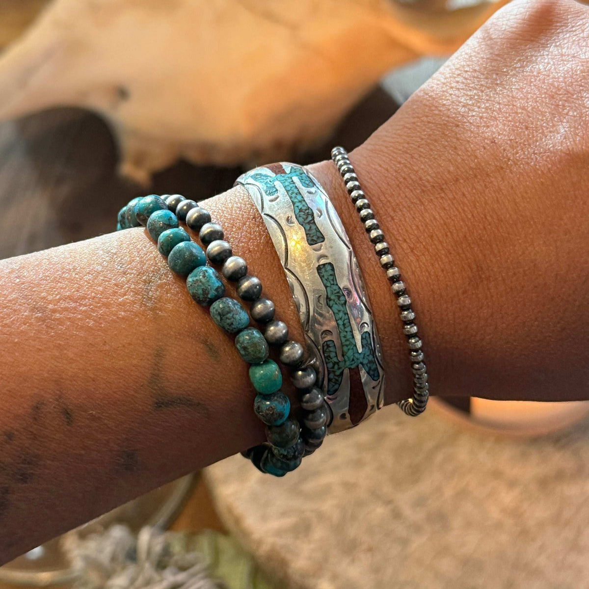 Vintage Turquoise Coral Navajo Peyote Bird Cuff Bracelet