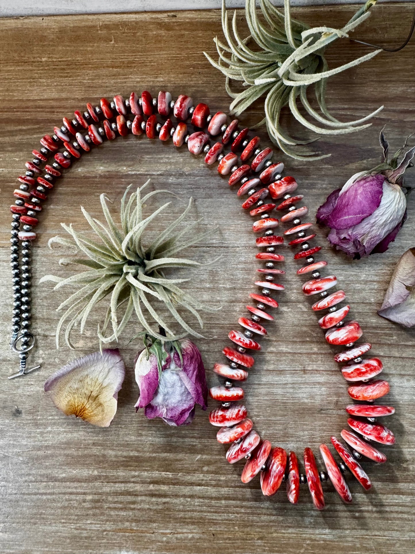 5mm Sterling Silver Pearls with Graduated Spiny Oyster Beads - 37"