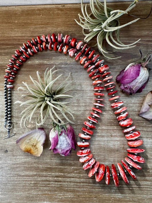 5mm Sterling Silver Pearls with Graduated Spiny Oyster Beads - 37"