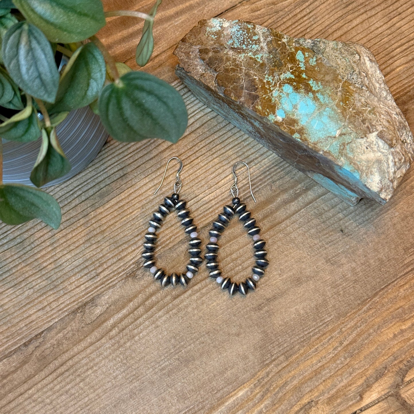 Sterling Silver Saucer Pearl Beaded Teardrop Earrings