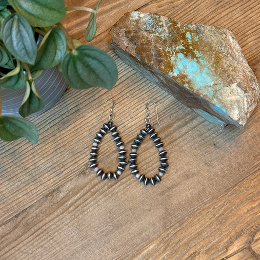 Sterling Silver Saucer Pearl Beaded Teardrop Earrings