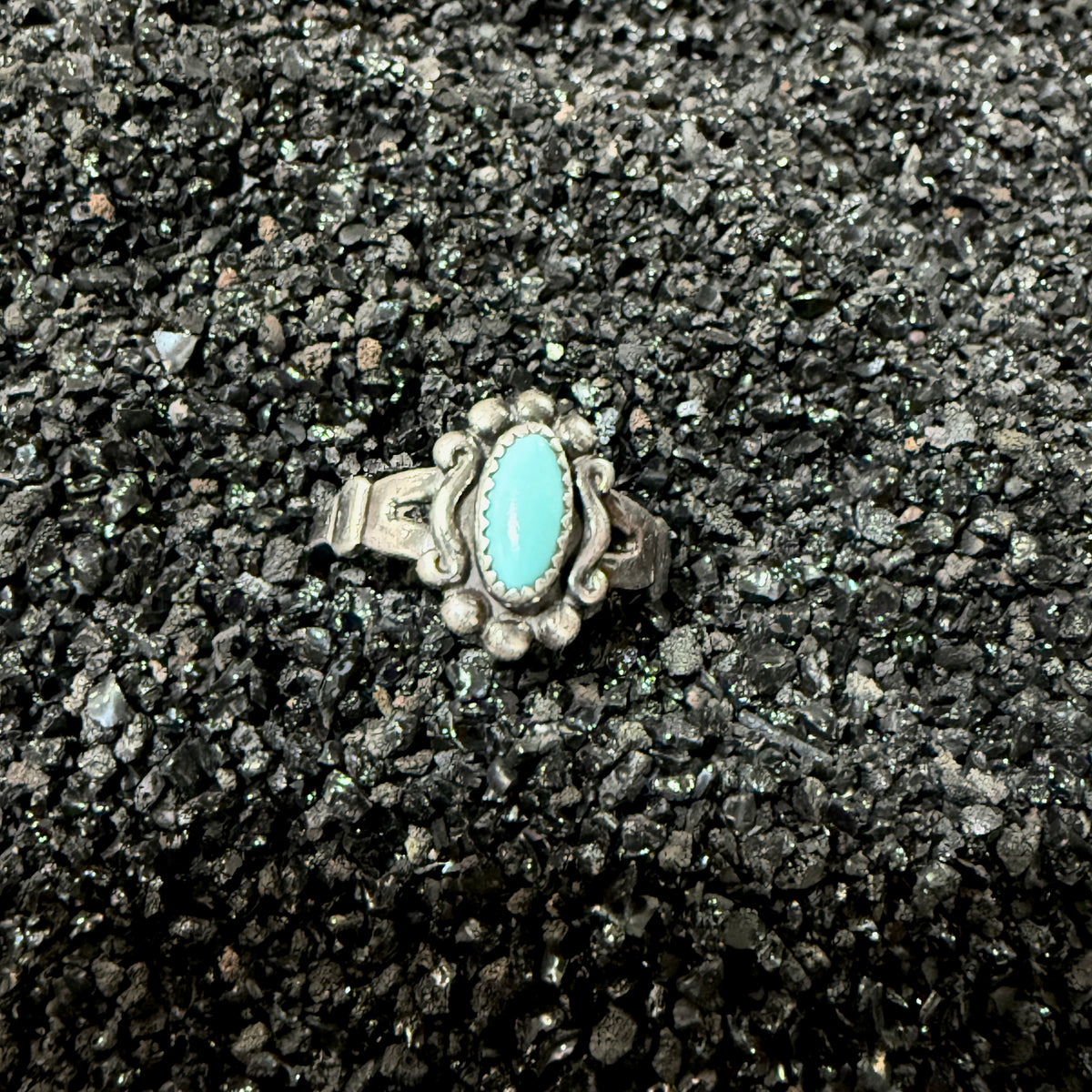 Size 4.75 Vintage Navajo Sterling Silver Turquoise Ring