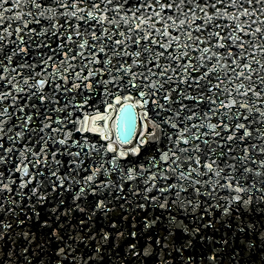 Size 4.75 Vintage Navajo Sterling Silver Turquoise Ring