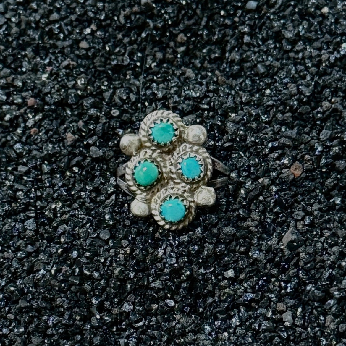 Size 7.25 Vintage Sterling Silver Turquoise Ring