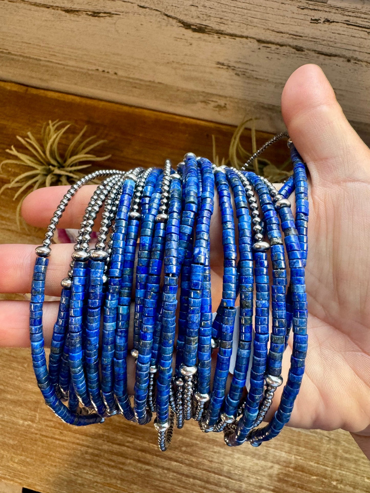 Lapis & Sterling Silver Pearl Choker Necklace