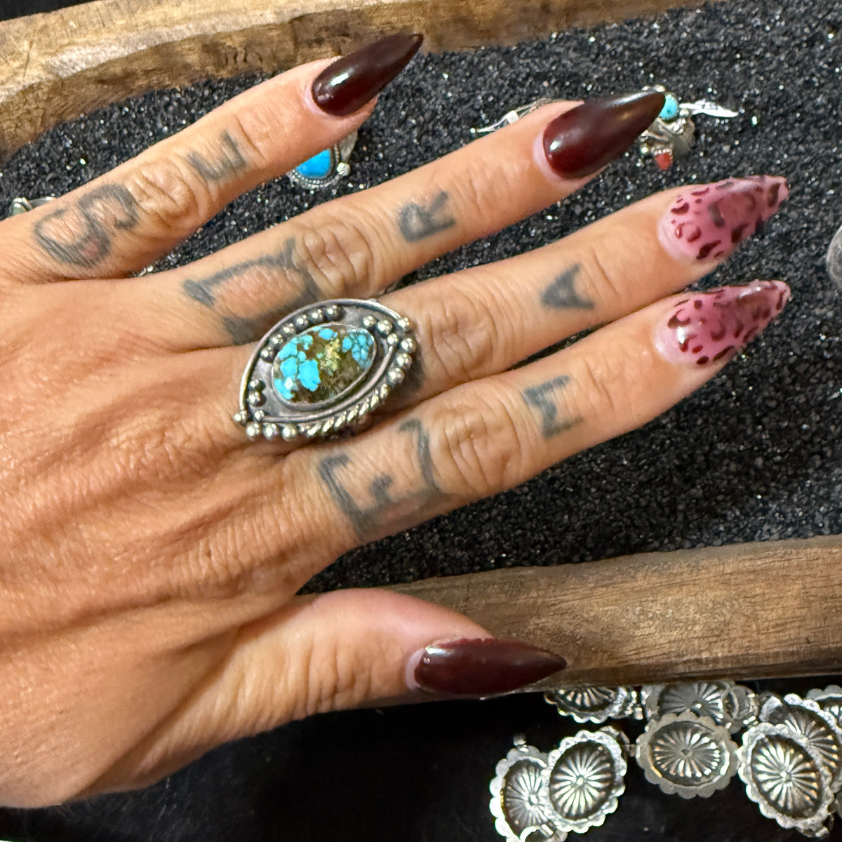 Size 7 Navajo Sterling Silver Turquoise Ring