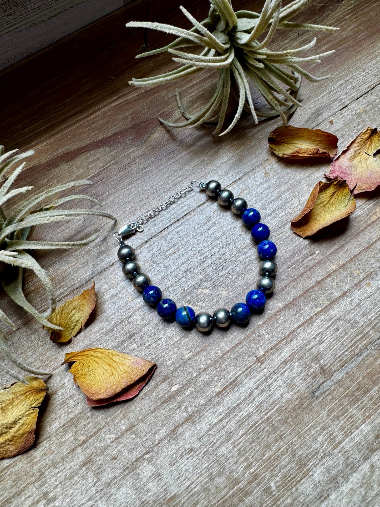 Lapis & Sterling Silver Bracelet – 6.5” + Extender