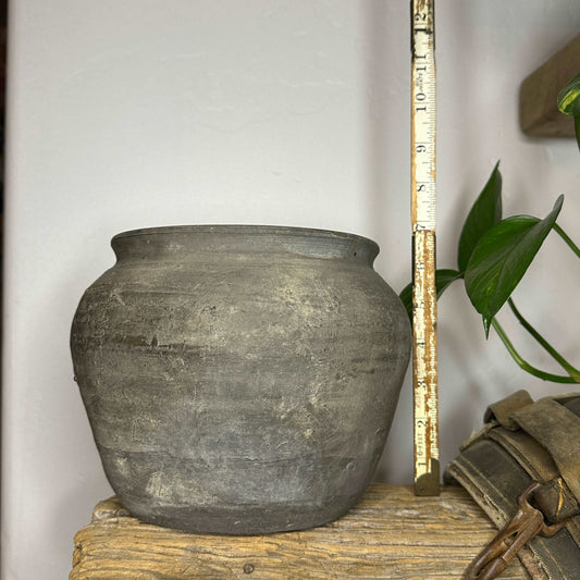 Rustic Found Handmade Black Vessel