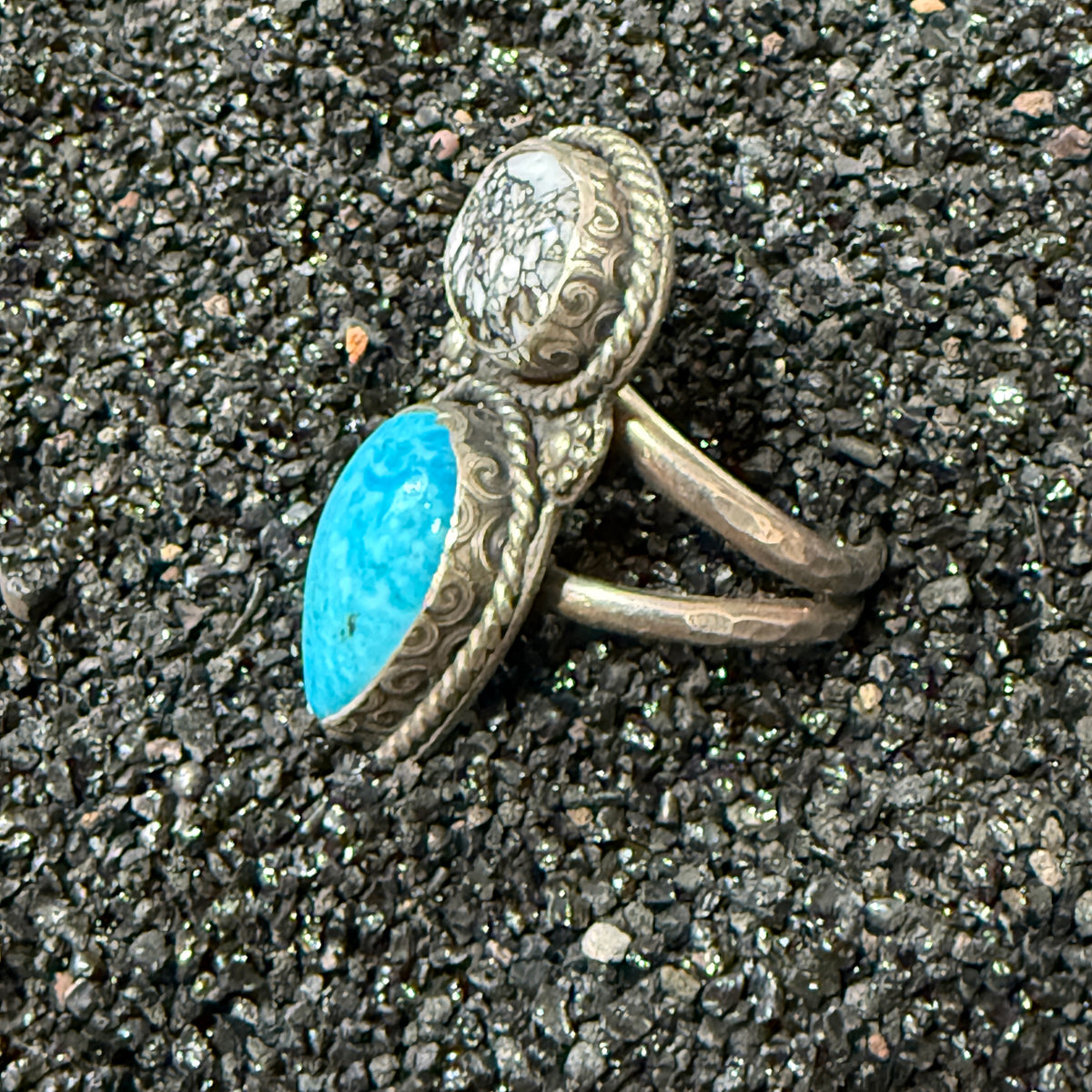 Size 9 Navajo Sterling Turquoise Ring
