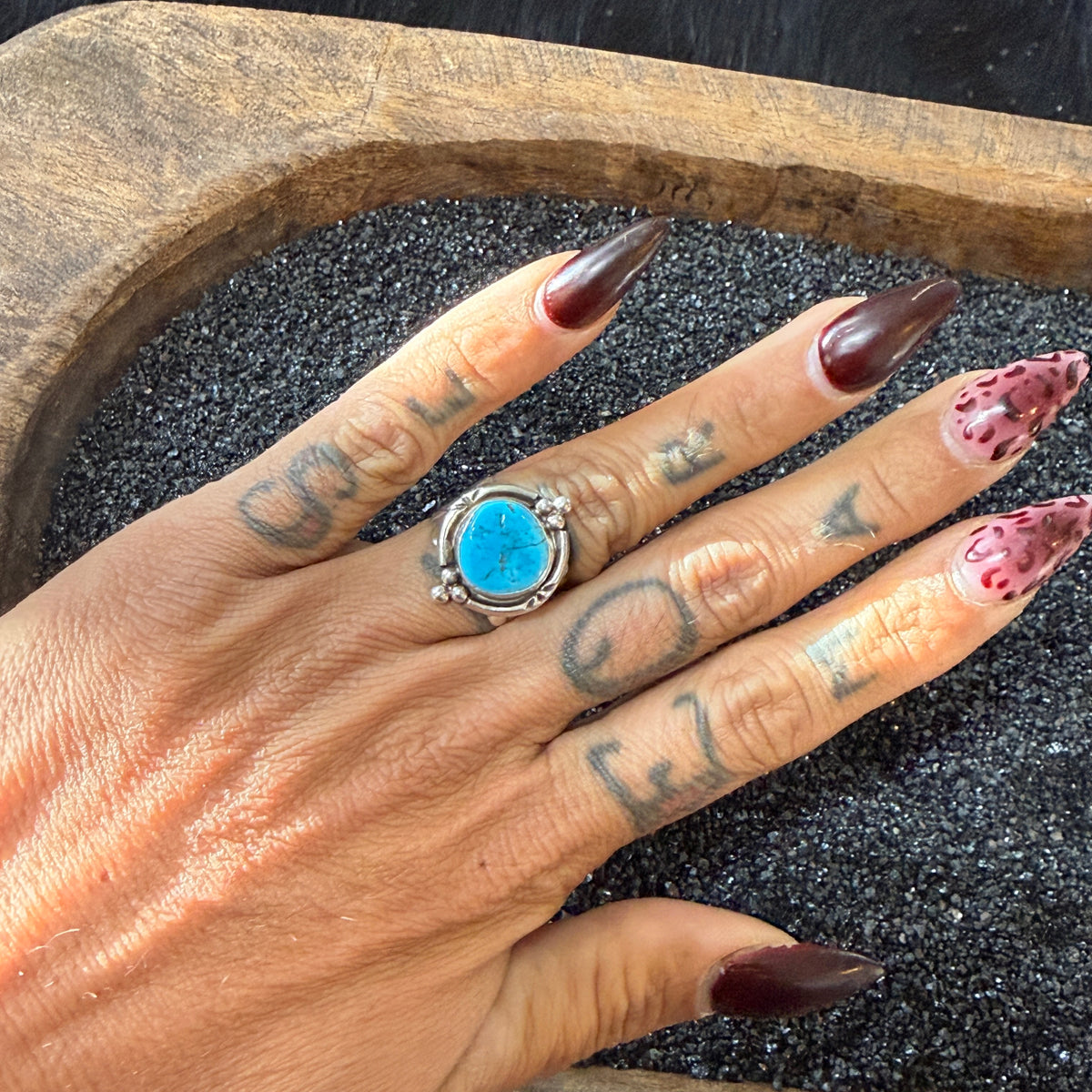 Size 6 Navajo Sterling Silver Turquoise Ring