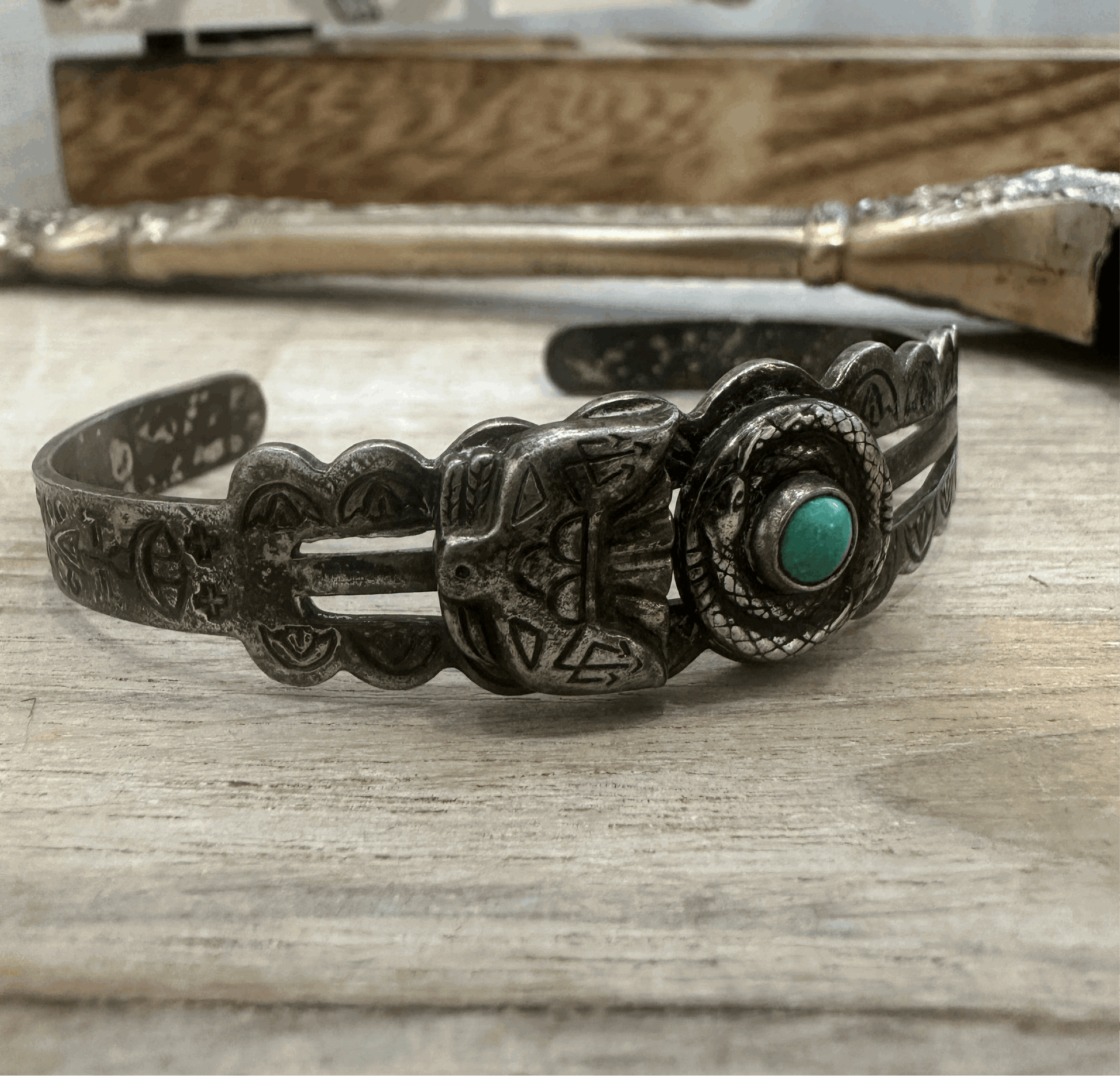 Harvey Era Navajo Sterling Silver Turquoise Cuff Bracelet - High Voltage Ranch