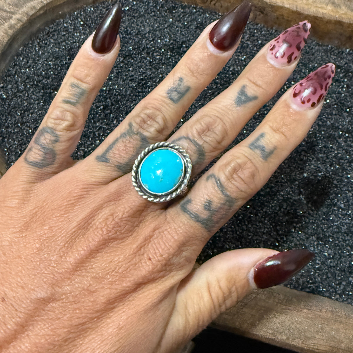 Size 10.75 Navajo Sterling Turquoise Ring
