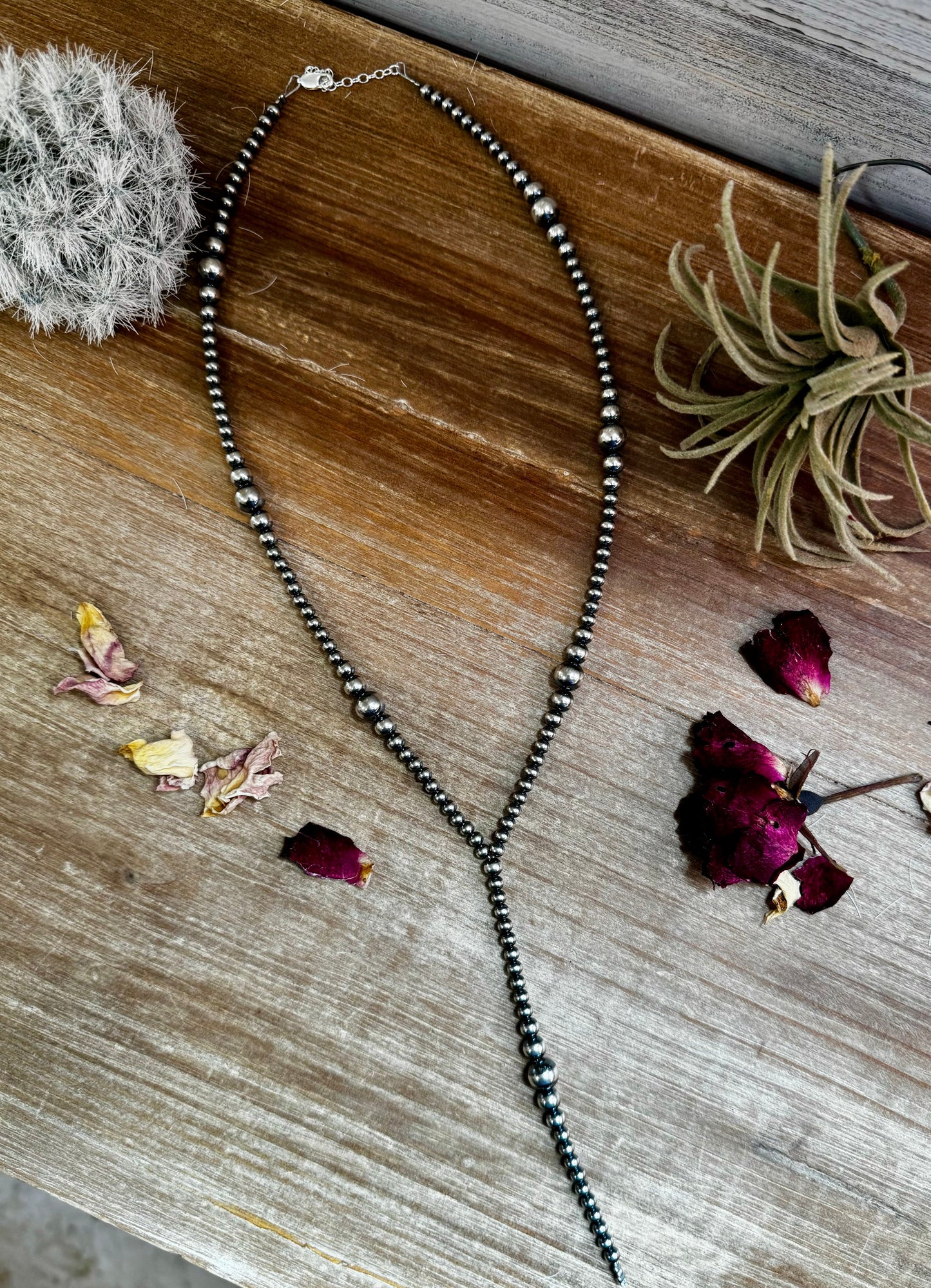 Graduated Sterling Silver Pearl Lariat Necklace - 18”