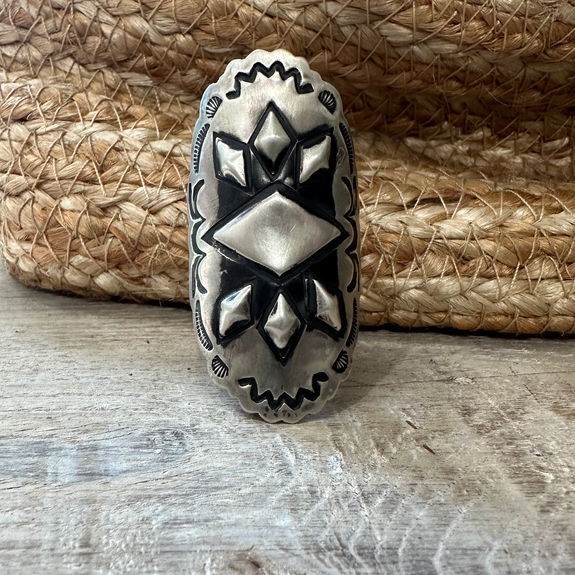 Big Navajo Sterling Silver Ring Adjustable in Size from 8-12 - High Voltage Ranch