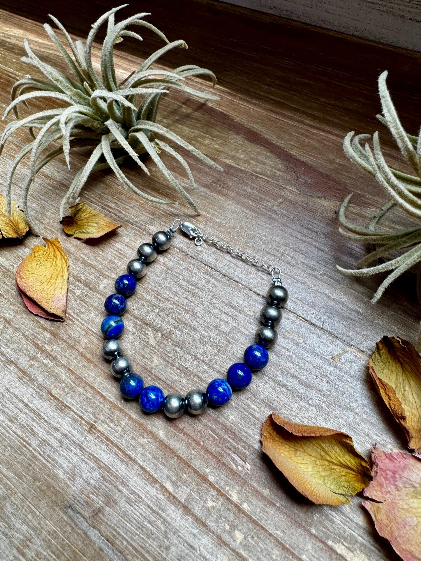 Lapis & Sterling Silver Bracelet – 6.5” + Extender