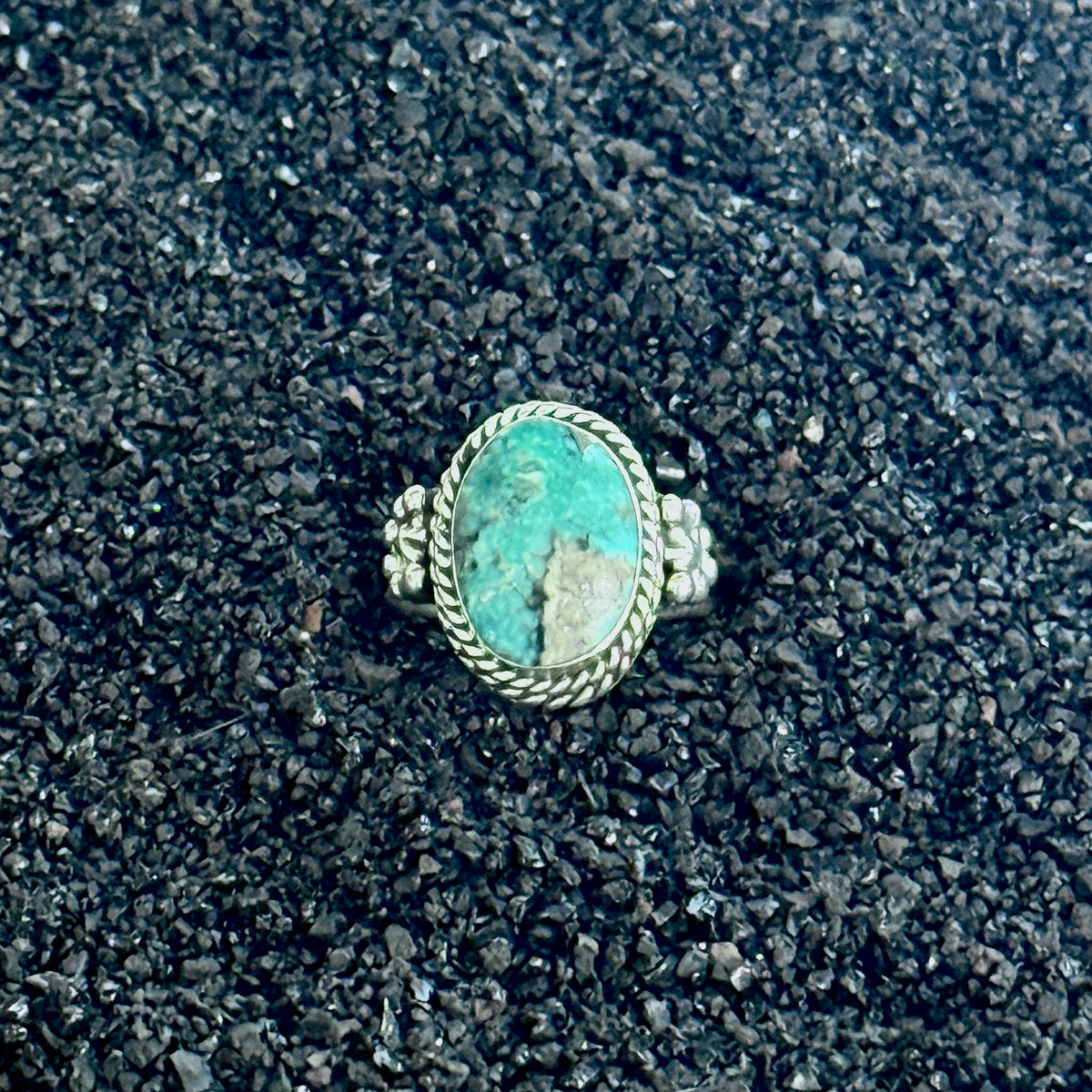 Size 7.75 Navajo Turquoise and Sterling Silver Ring