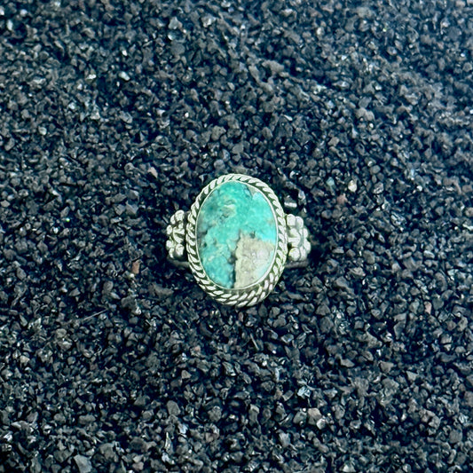 Size 7.75 Navajo Turquoise and Sterling Silver Ring