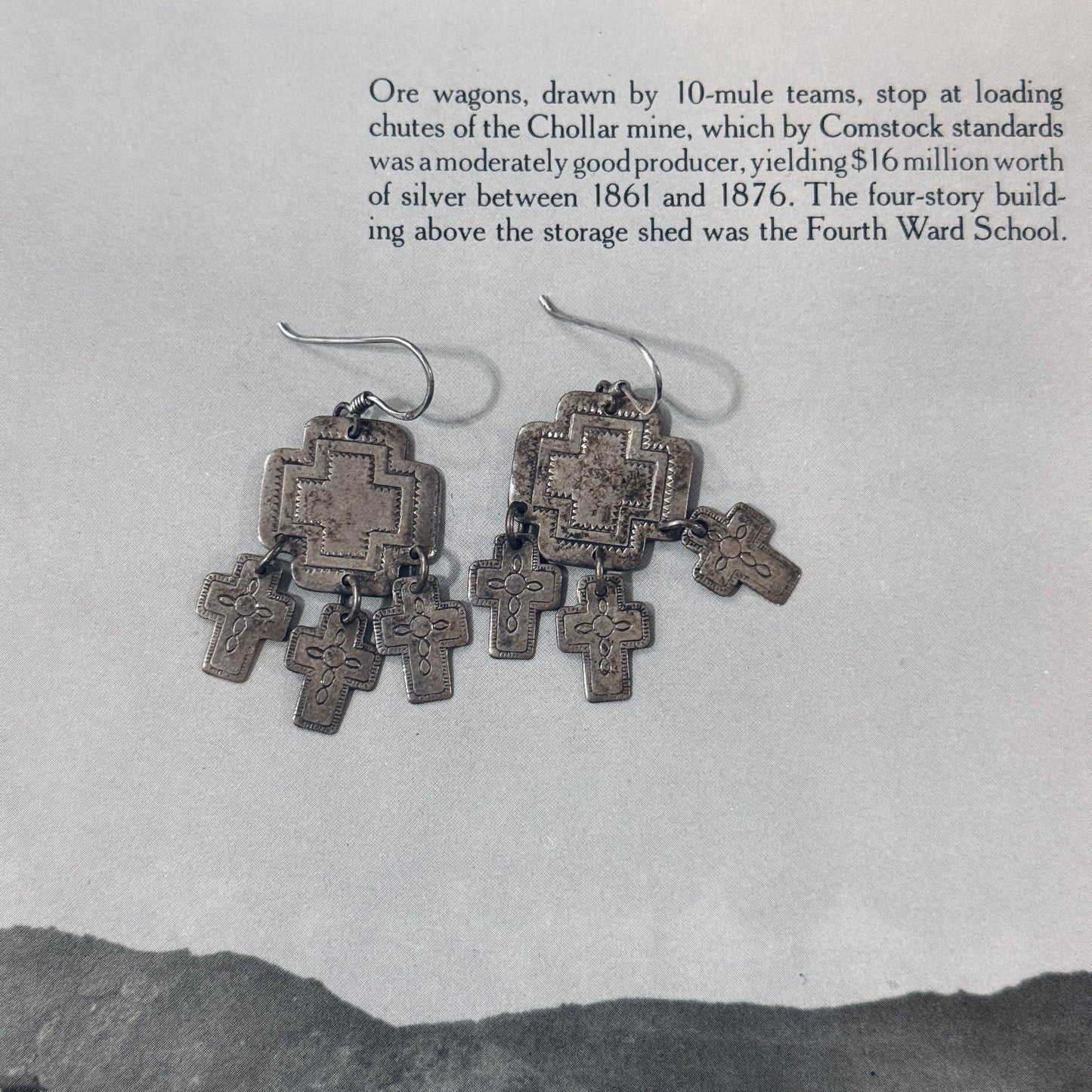 Vintage Native American Sterling Silver Cross Earrings
