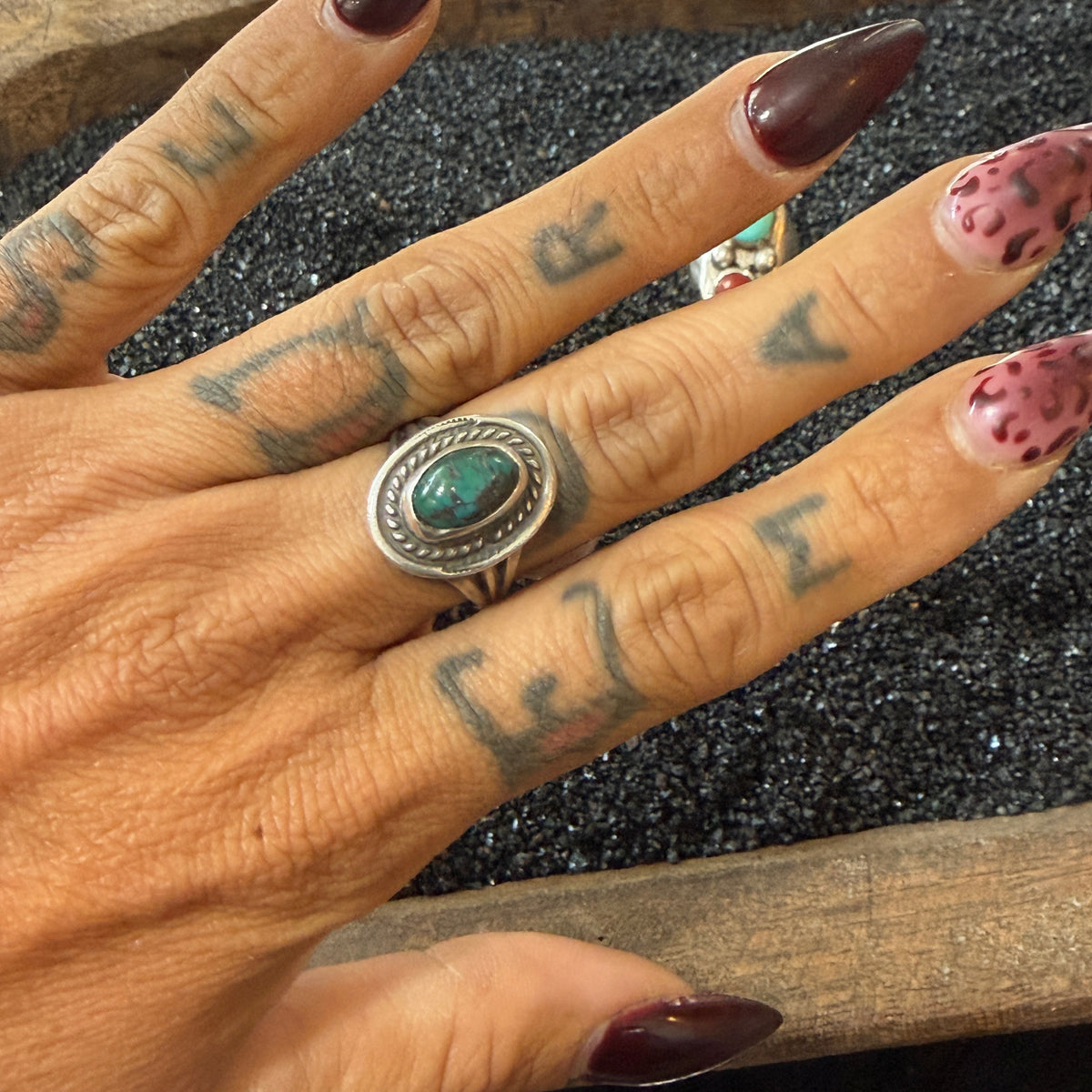 Size 6.25 Vintage Sterling Silver Turquoise Ring