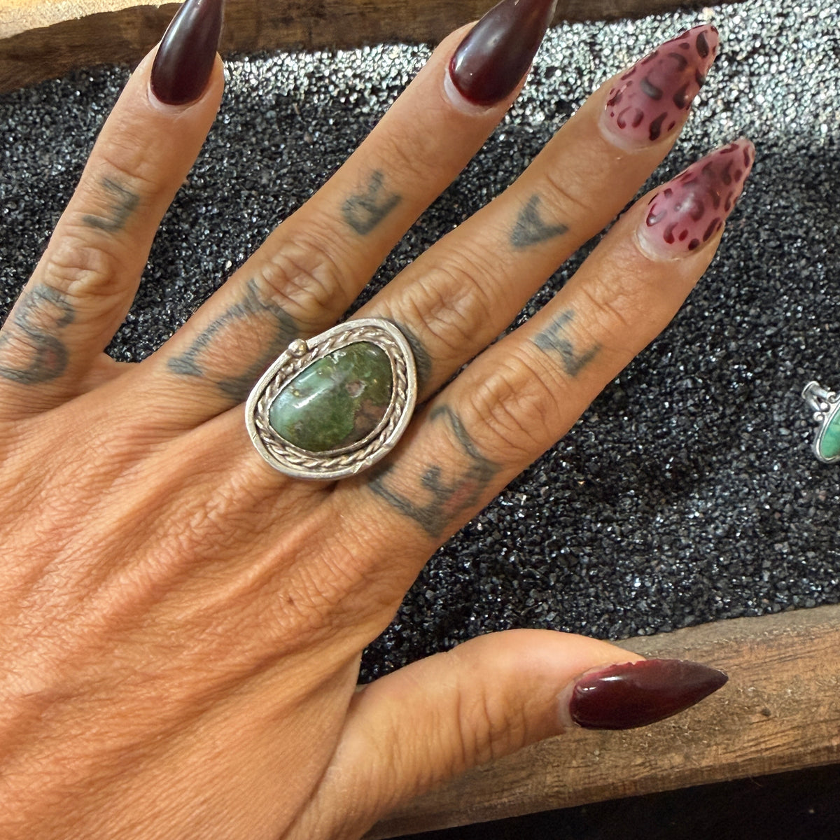 Size 8.25 Vintage Navajo Sterling Turquoise Ring
