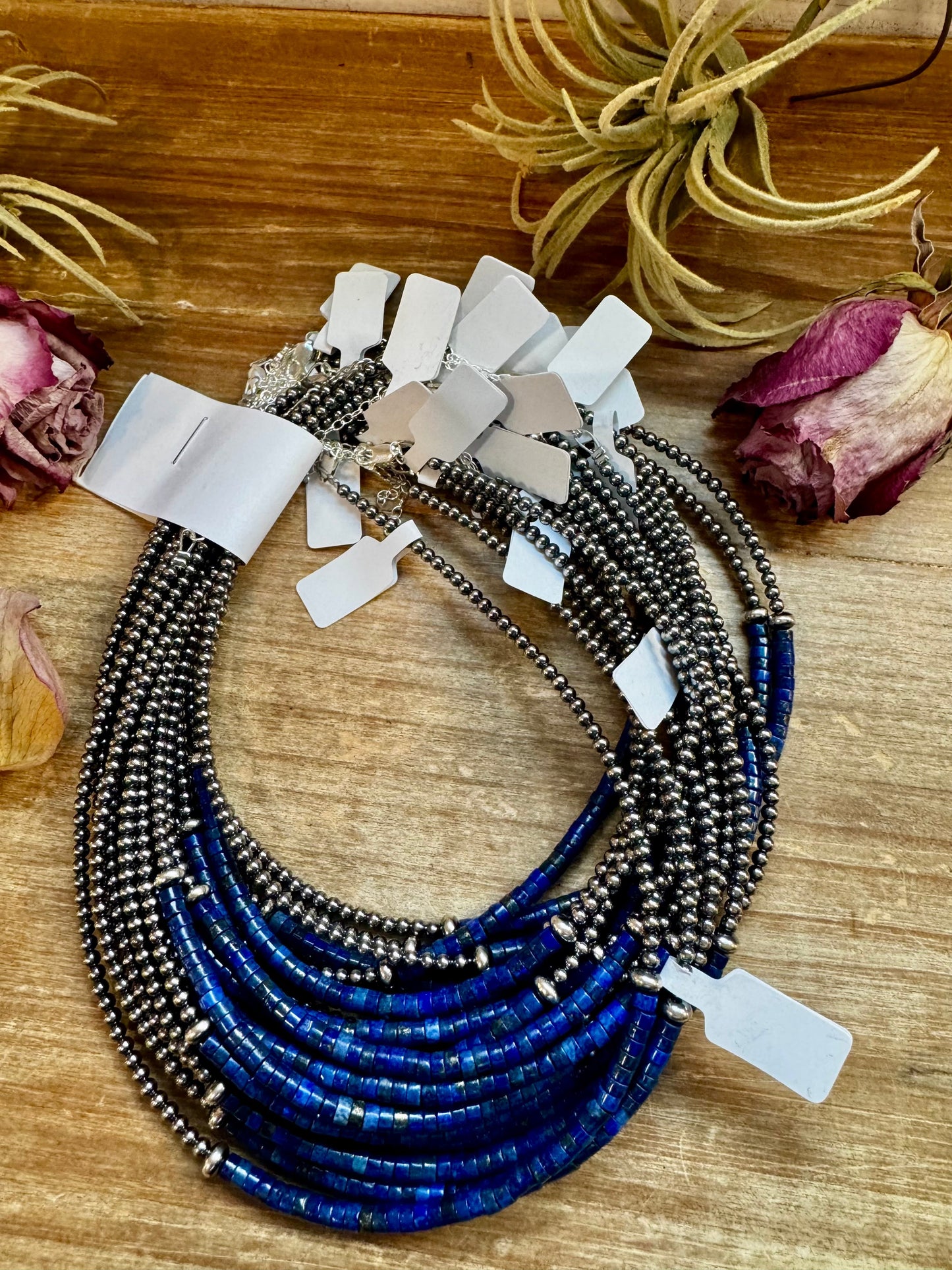 Lapis & Sterling Silver Pearl Choker Necklace
