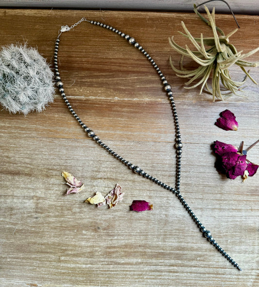 Graduated Sterling Silver Pearl Lariat Necklace - 18”