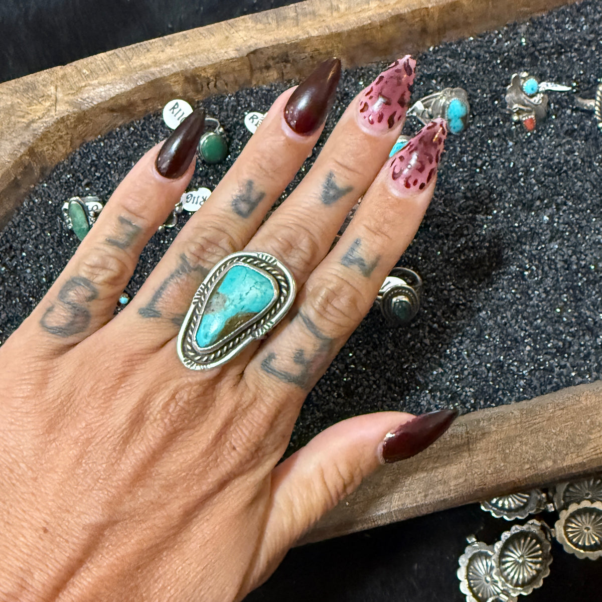 Size 5.75 Vintage Sterling Silver Turquoise Ring