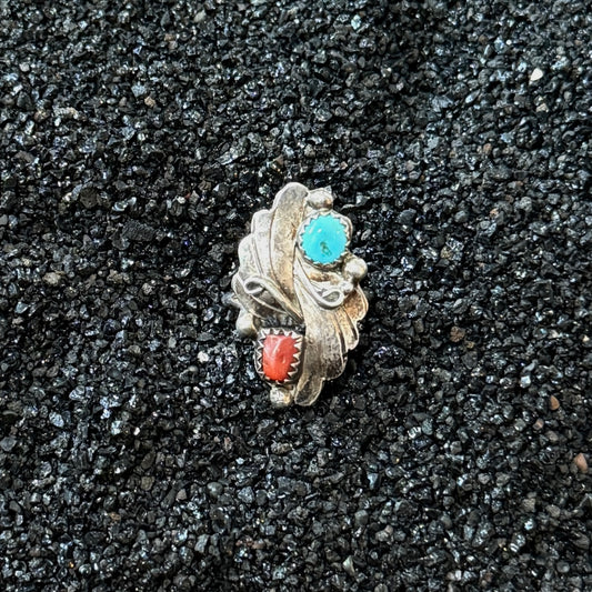 Size 6.25 Vintage Navajo Turquoise Coral Ring