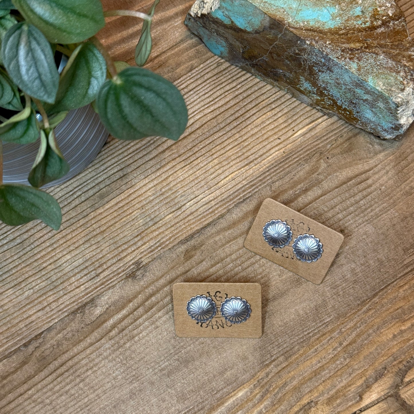 Mini Round Concho Stud Earrings
