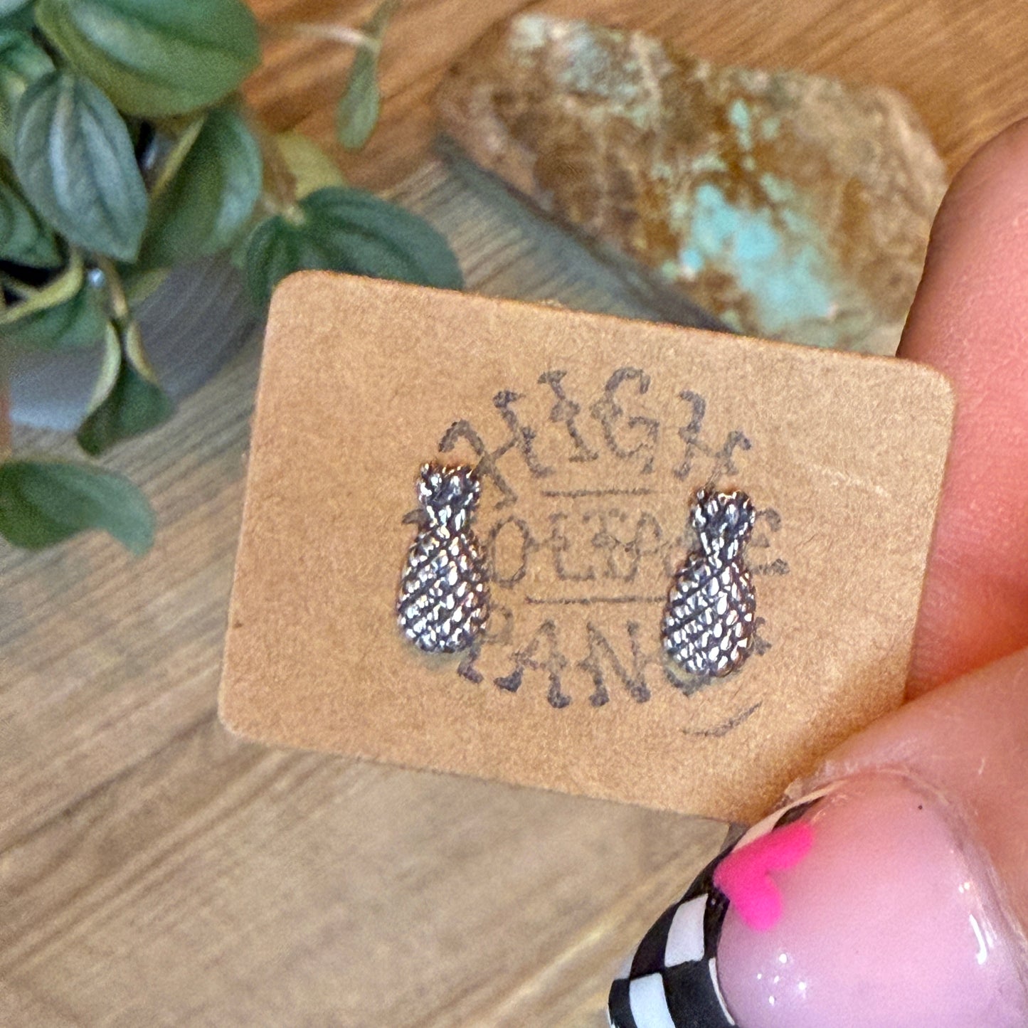 Dainty Sterling Silver Pineapple Stud Earrings