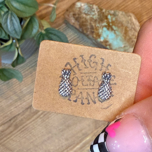 Dainty Sterling Silver Pineapple Stud Earrings