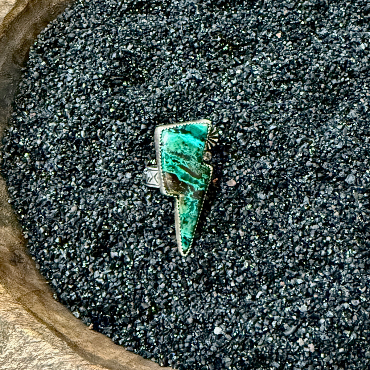 Size 7.25 Sterling Silver Chrysocolla Bolt Ring