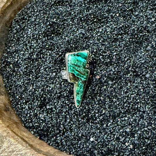 Size 7.25 Sterling Silver Chrysocolla Bolt Ring