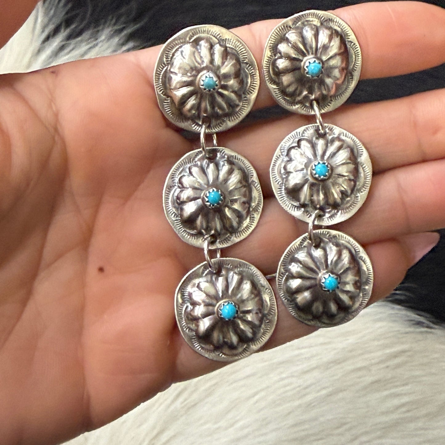 Concho Earrings with turquoise stones