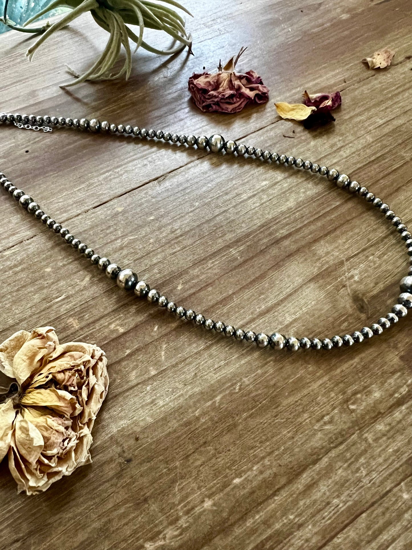 Graduated Sterling Silver Pearl Necklace - 18”