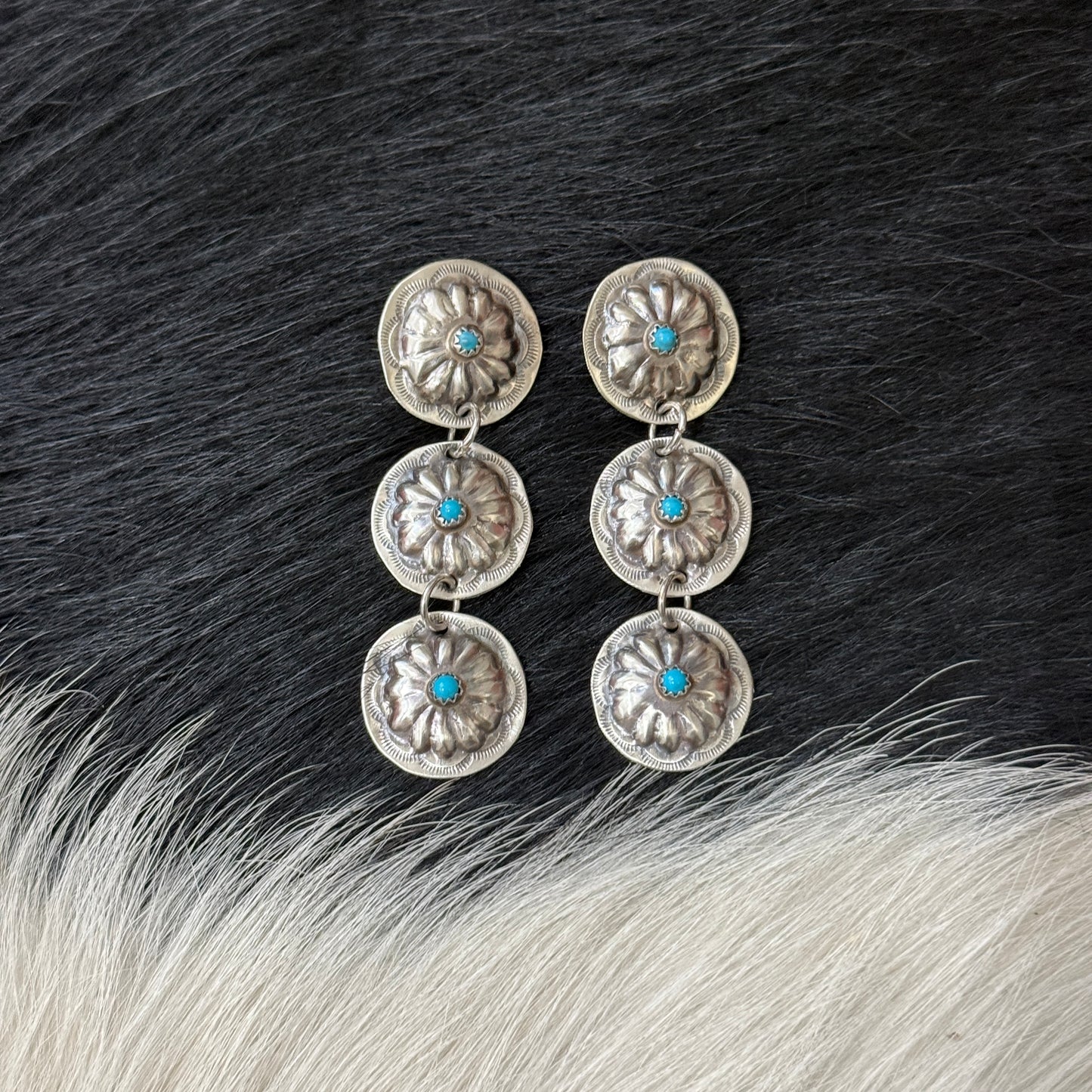 Concho Earrings with turquoise stones