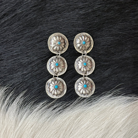 Concho Earrings with turquoise stones