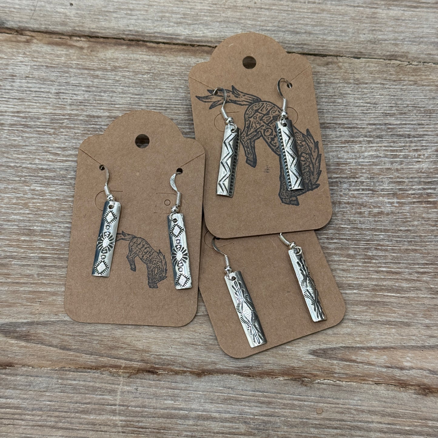 Native American Sterling Silver Stick Earrings