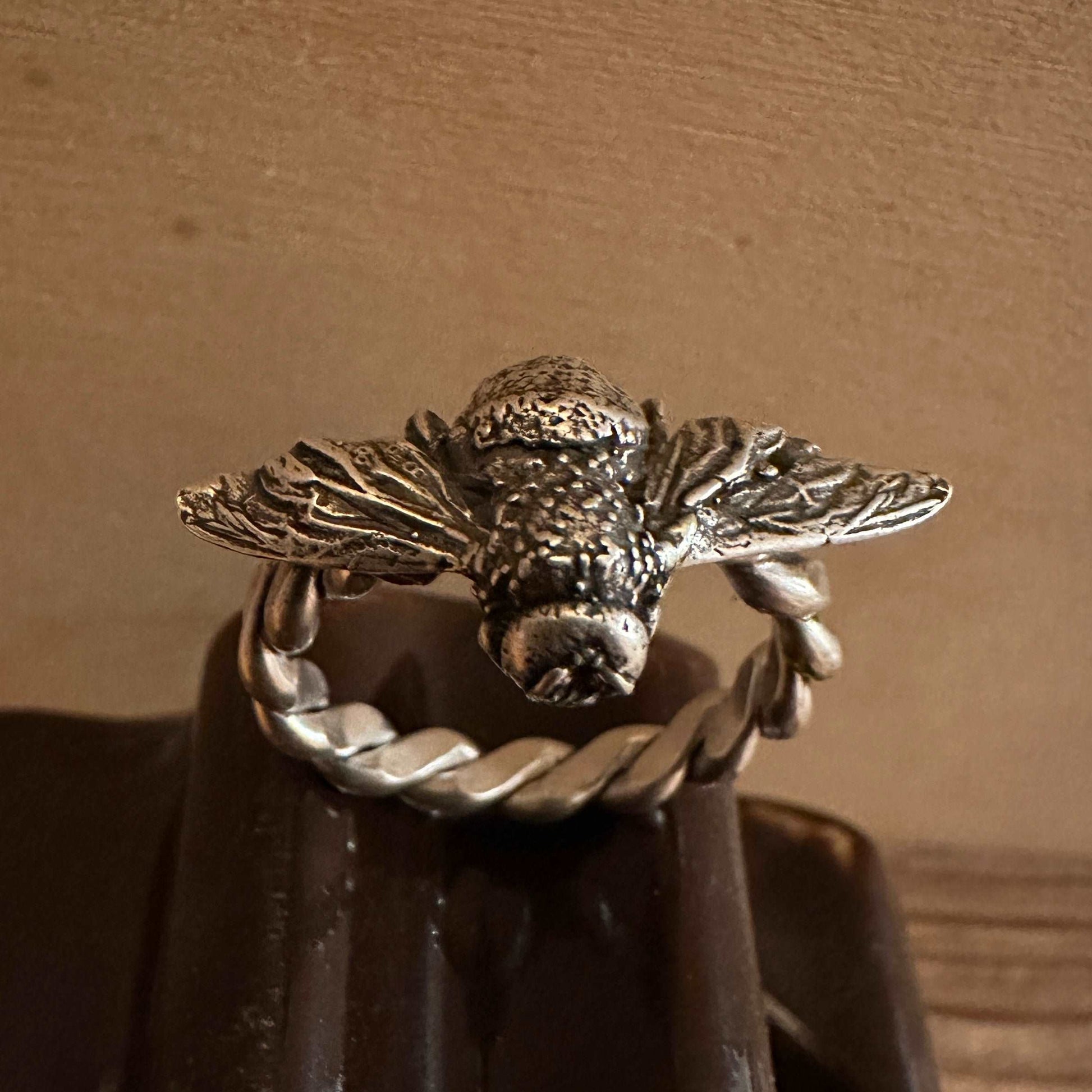 Size 8 Sterling Silver Bee Ring